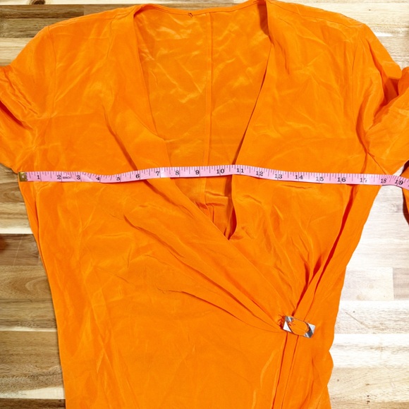 Rag & Bone Odette Side Drape Silk Orange Drape Effect Midi Dress BlairEadieBee S - Picture 14 of 15